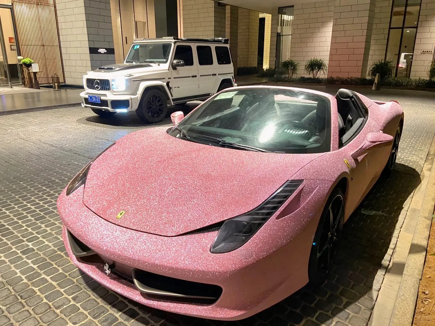 Diamond Glitter Pink Car Vinyl Wrap