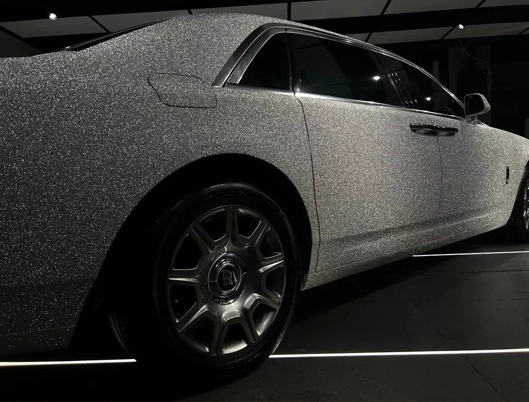 Diamond Glitter Silver Car Vinyl Wrap