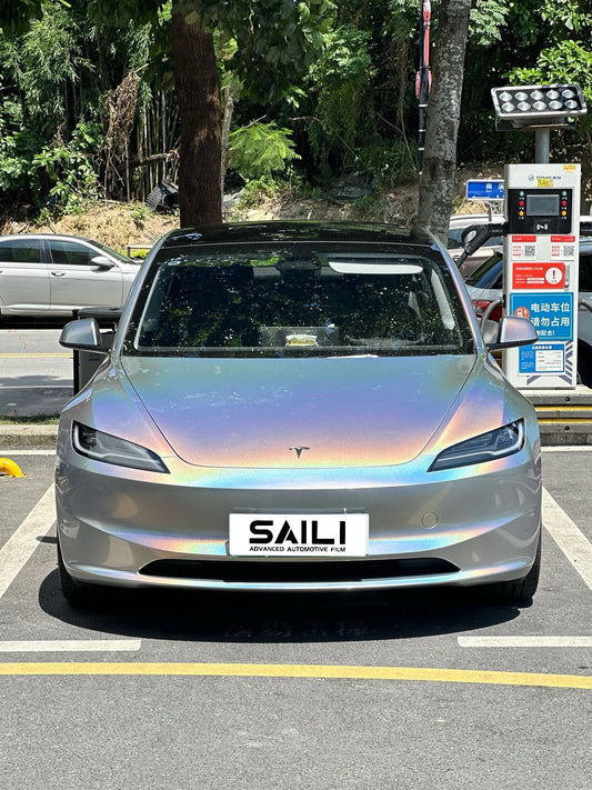 Rainbow Laser Silver Chrome Car Vinyl Wrap