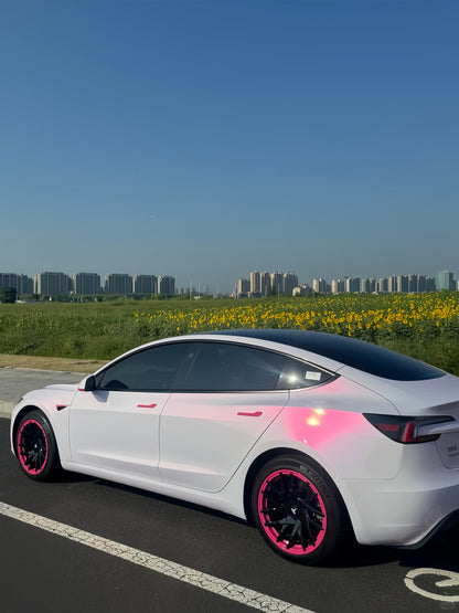 Dual Color Gloss Metallic Chameleon Diamond Pollen Pink White Car Vinyl Wrap