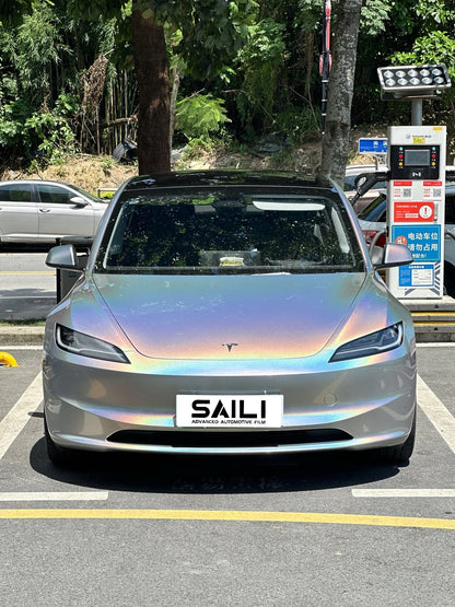 Rainbow Laser Silver Chrome Car Vinyl Wrap