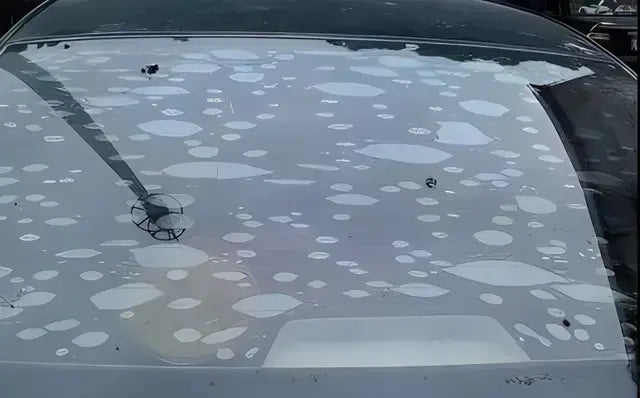 Water spots left on inferior membranes